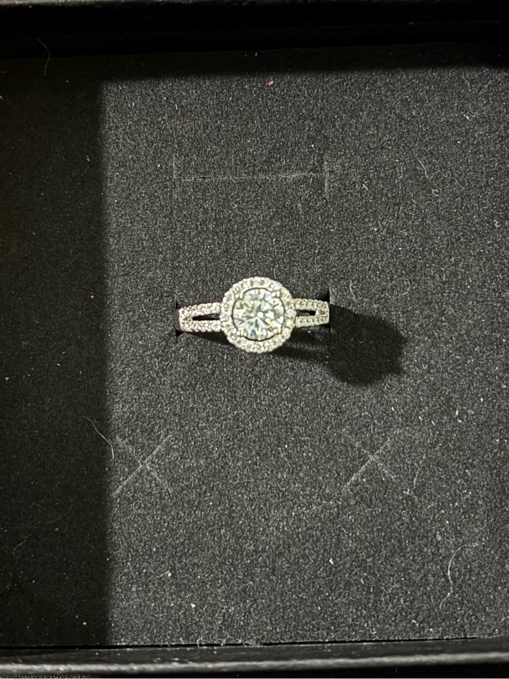 Sterling Silver Round-Cut Halo Moissanite ring